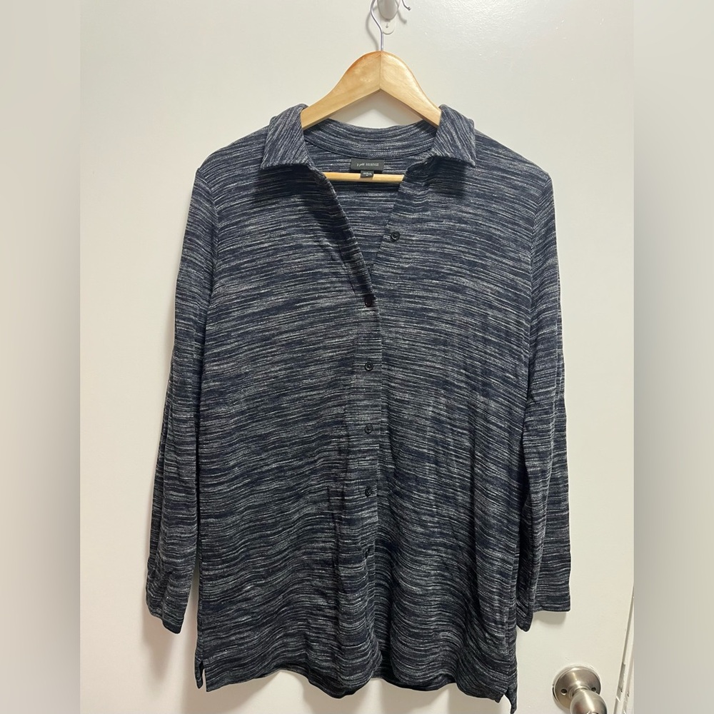 J.Jill Wearever Collection Button Down Textured Blouse Women’s Size Medium